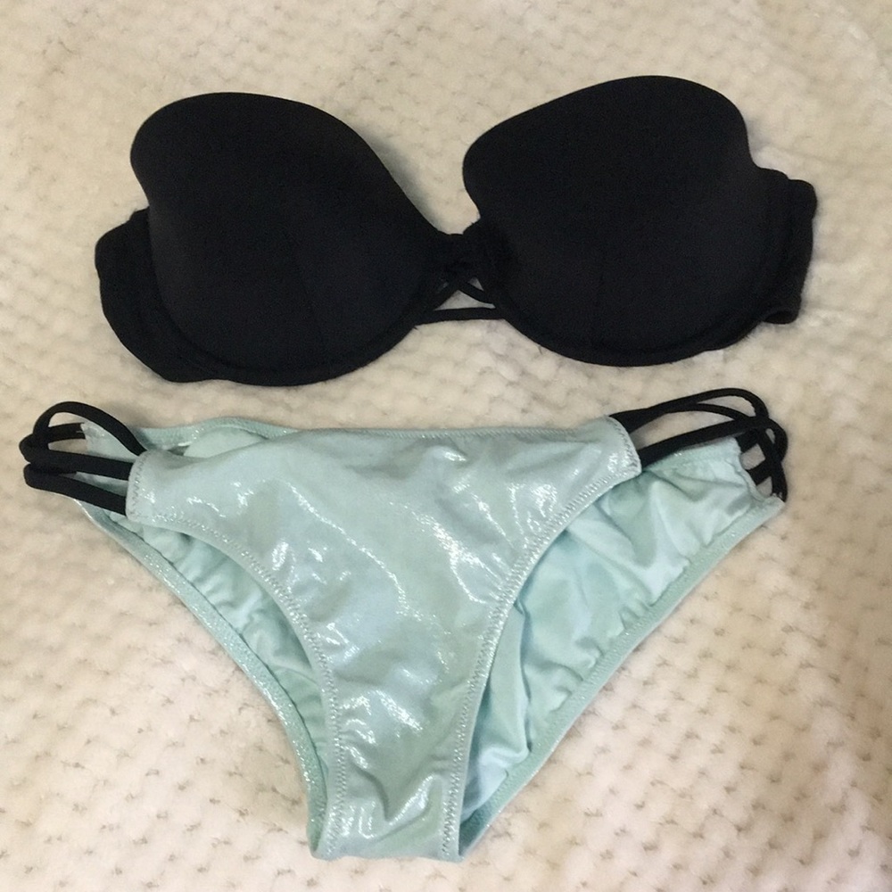 Black and baby blue swimsuit